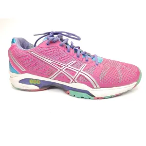 Asics E450J Gel-Solution Speed Flexion Fit Pink Green Purple Running Shoes Sz 7