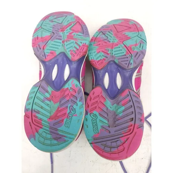 Asics E450J Gel-Solution Speed Flexion Fit Pink Green Purple Running Shoes Sz 7