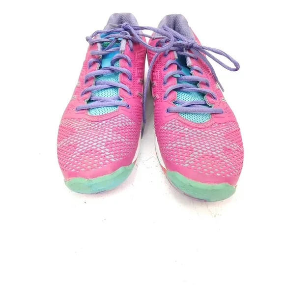 Asics E450J Gel-Solution Speed Flexion Fit Pink Green Purple Running Shoes Sz 7