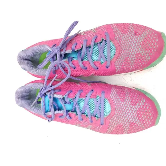 Asics E450J Gel-Solution Speed Flexion Fit Pink Green Purple Running Shoes Sz 7