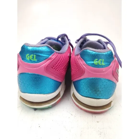 Asics E450J Gel-Solution Speed Flexion Fit Pink Green Purple Running Shoes Sz 7