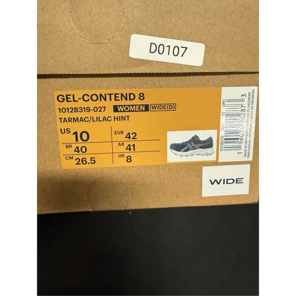 Asics Gel Contend 8 Tarmac Lilac Hint Running Shoes Sneakers 10 Wide
