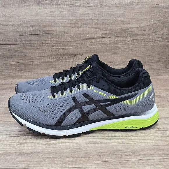 ASICS GT-1000 7 Men's Size 12 Wide Gray Black Running Shoes (1011A038)