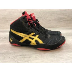 Asics JB Elite V2.0 J501N Men's US 10 Black Leather Lace-Up Flat Wrestling Shoes