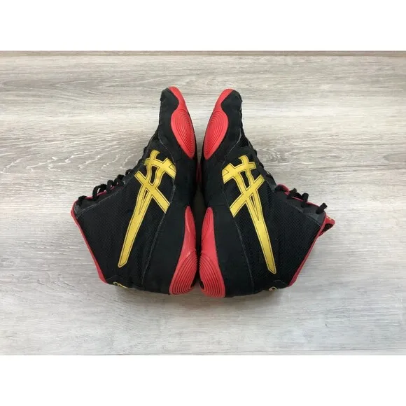 Asics JB Elite V2.0 J501N Men's US 10 Black Leather Lace-Up Flat Wrestling Shoes