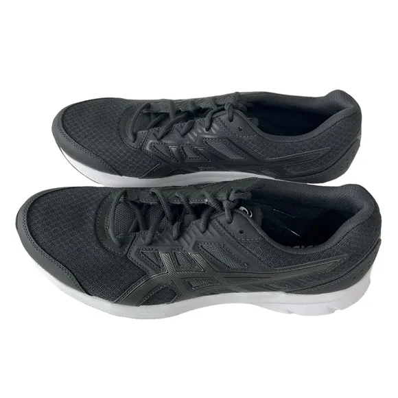 ASICS  mens Black/Steel Grey Synthetic Athletic Shoes Size 12. No Flaws