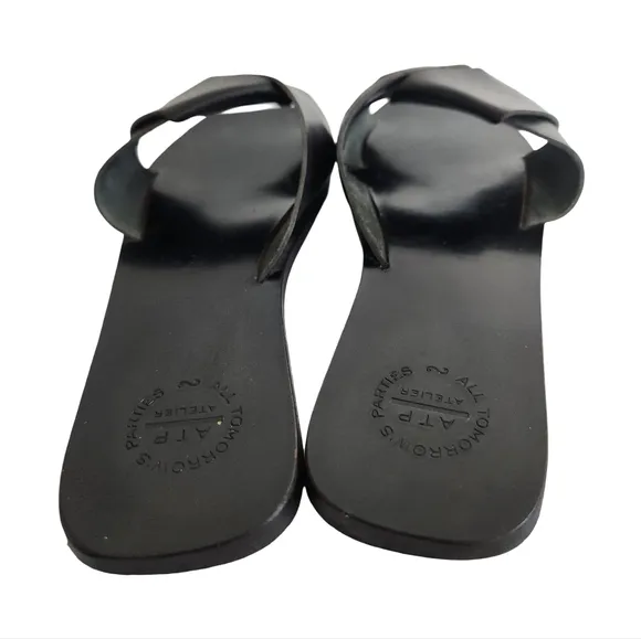 ATP Atelier black Leather flat sandals