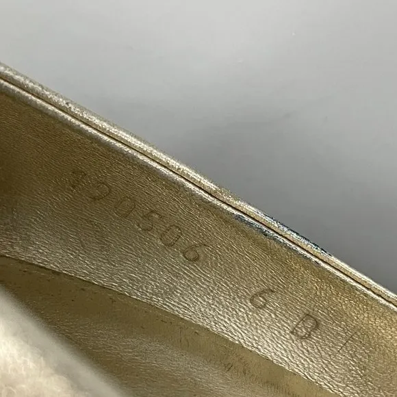 Authentic GUCCI Gold Gomma Nappa Platino Cork Wedge Heel Shoes, 6B