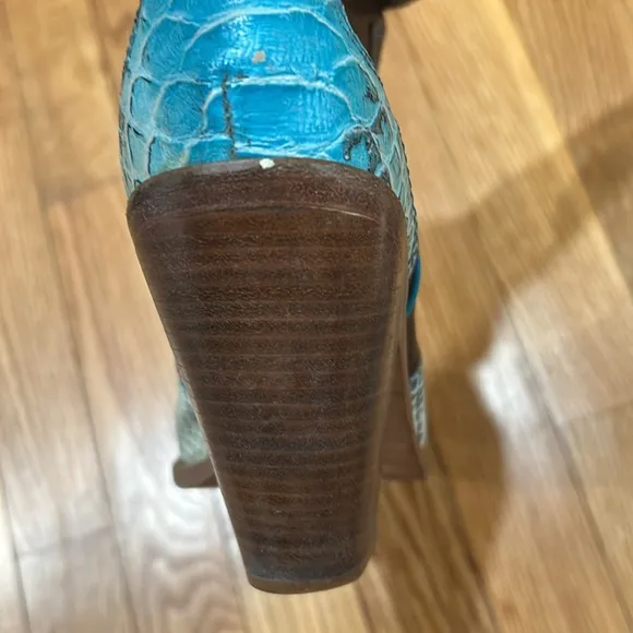 Authentic leather snakeskin pointed toe cowgirl western boots pull tab size 8