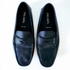 *Authentic* Prada Mens Black Leather Loafers-Size 10