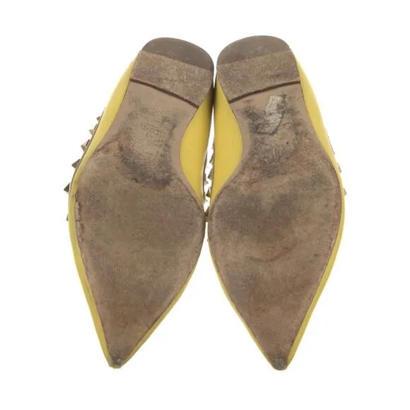 Authentic Valentino Garavani Rockstud Ballerina Yellow Flat Size EU 36 US 5.5