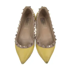 Authentic Valentino Garavani Rockstud Ballerina Yellow Flat Size EU 36 US 5.5