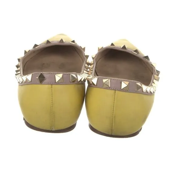 Authentic Valentino Garavani Rockstud Ballerina Yellow Flat Size EU 36 US 5.5