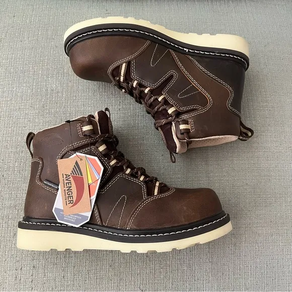 Avenger Women’s Wedge Lace-Up Work Boots Size 7.5