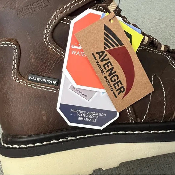 Avenger Women’s Wedge Lace-Up Work Boots Size 7.5