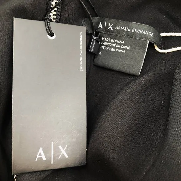 AX Armani Exchange Dress Black Cutaway Mini Sheath Woman Sz 2 NWT $140