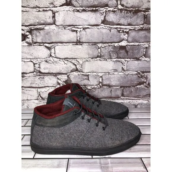 Baabuk Sky Wooler Gray High Top Wool Fabric Sneakers Shoes Men Sz 42EU/9M US