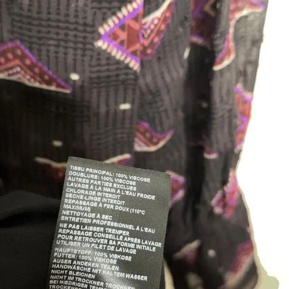 BA&amp;SH Calliope Dress Carbon Printed Brown Purple Sz XS {AA29}