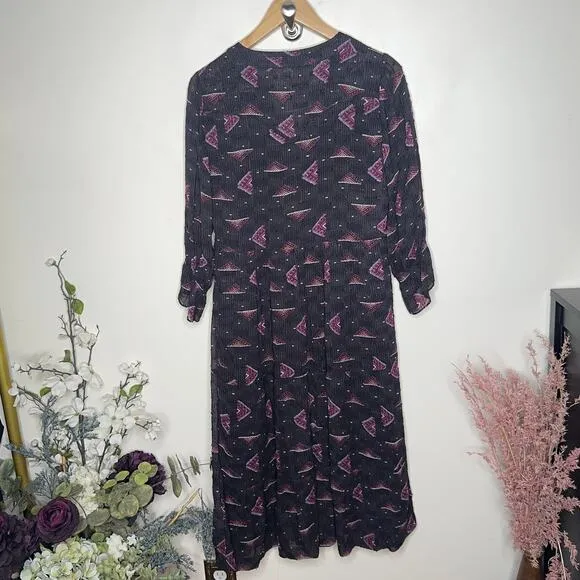 BA&amp;SH Calliope Dress Carbon Printed Brown Purple Sz XS {AA29}