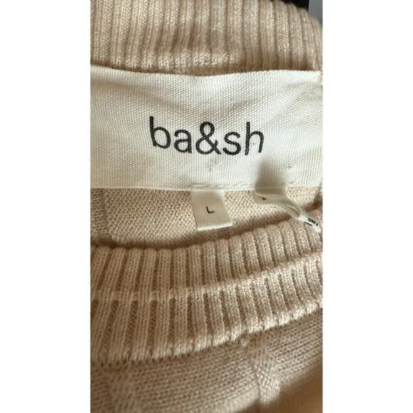 ba&amp;sh JYNX Wool Ribbed Knit Sweater Size L Long Sleeves Three Buttons Shoulder