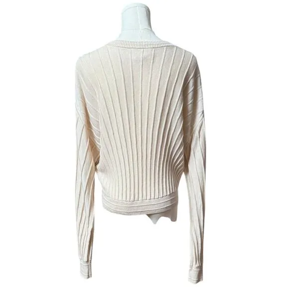 ba&amp;sh JYNX Wool Ribbed Knit Sweater Size L Long Sleeves Three Buttons Shoulder