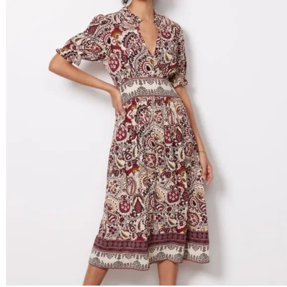 Ba&amp;sh Zael Printed Midi Dress Size US 8