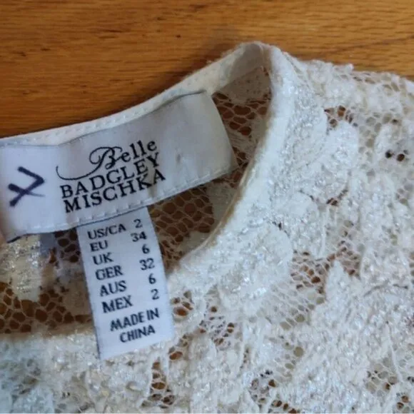 Badgley Mischka Belle lace overlay shift dress cocktail 2