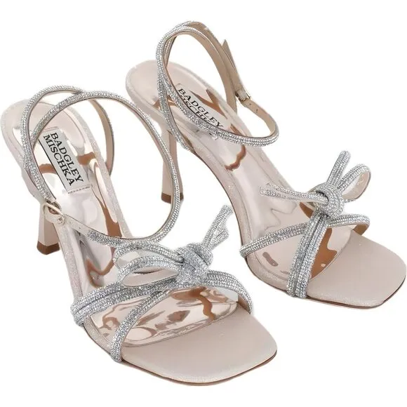 Badgley Mischka Effie Heeled Embellished Soft Gold Sandals Size 7