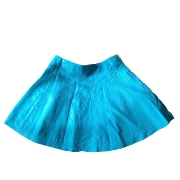 Bagatelle Aqua Leather Skater Skirt SZ L