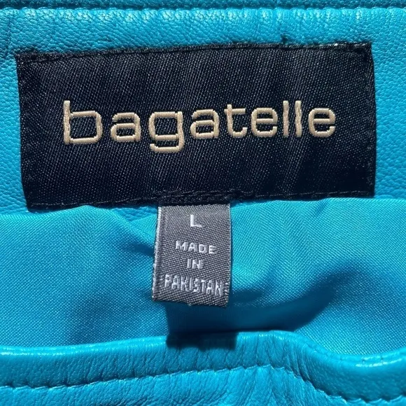 Bagatelle Aqua Leather Skater Skirt SZ L