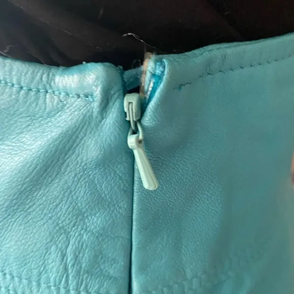 Bagatelle Aqua Leather Skater Skirt SZ L