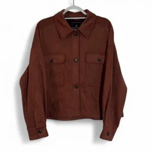 Bagatelle Faux Suede Brown Button Down Jacket Size L Western Boho Chic
