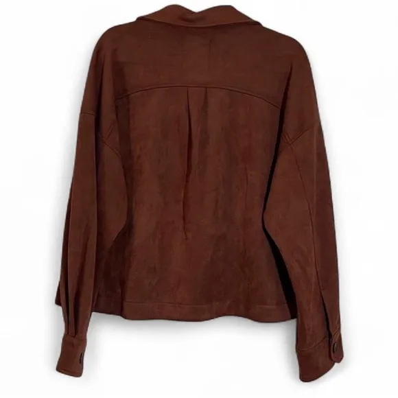 Bagatelle Faux Suede Brown Button Down Jacket Size L Western Boho Chic