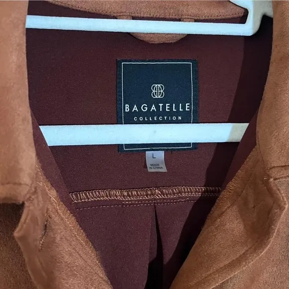 Bagatelle Faux Suede Brown Button Down Jacket Size L Western Boho Chic