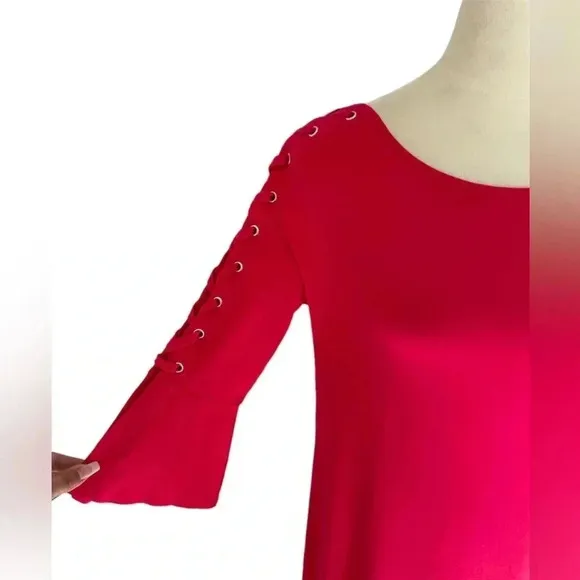 Bailey 44 Kopeck Lace Up 3/4 Sleeves Hot Pink Dress Size M‎