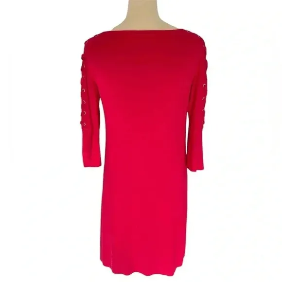 Bailey 44 Kopeck Lace Up 3/4 Sleeves Hot Pink Dress Size M‎