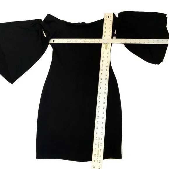 Bailey 44 Midi Dress Shoulder Bell Sleeve Black Small