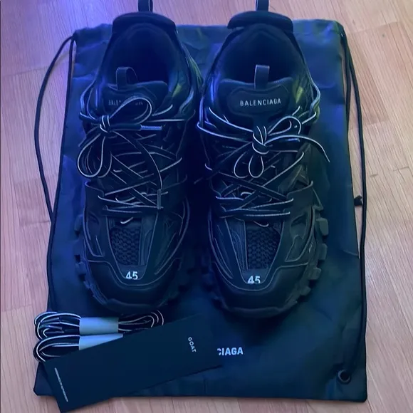 Balenciaga Black Athletic Shoes with Rugged Design