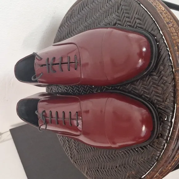 Bally Treny 1 Men's Burgundy Tone Leather Dress Shoes Size 9.5 M Candy Red