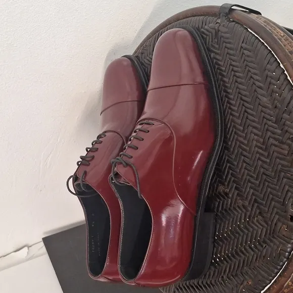 Bally Treny 1 Men's Burgundy Tone Leather Dress Shoes Size 9.5 M Candy Red