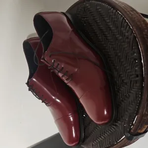 Bally Treny 1 Men's Burgundy Tone Leather Dress Shoes Size 9.5 M Candy Red