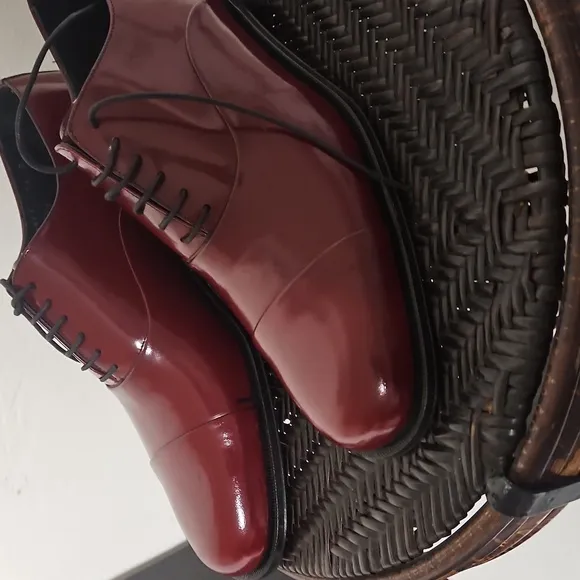 Bally Treny 1 Men's Burgundy Tone Leather Dress Shoes Size 9.5 M Candy Red