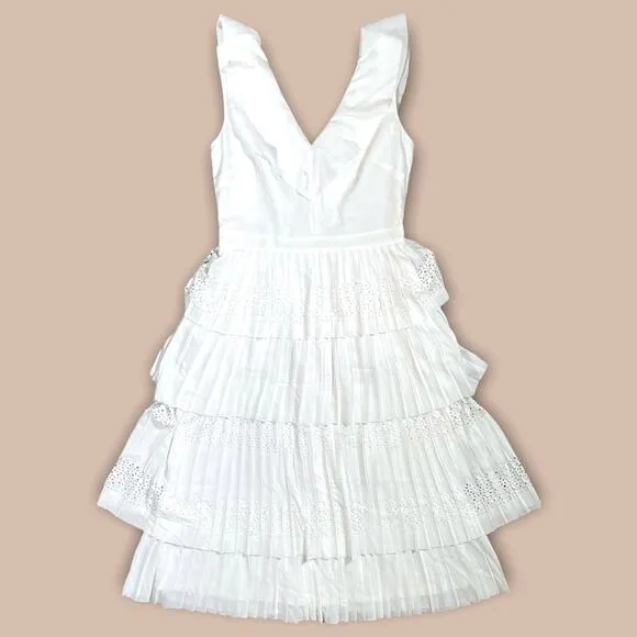 BANANA REPUBLIC ANGELIC GODDESS TIERED FLOWY SUMMER PARTY DRESS WHITE - 4