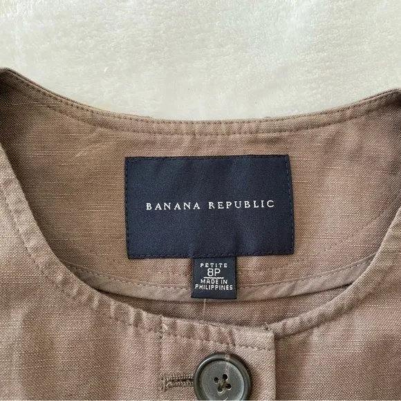 Banana Republic Brown Button Down Jacket Size 8 Petite