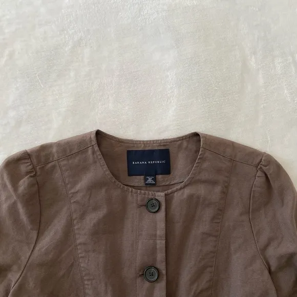 Banana Republic Brown Button Down Jacket Size 8 Petite
