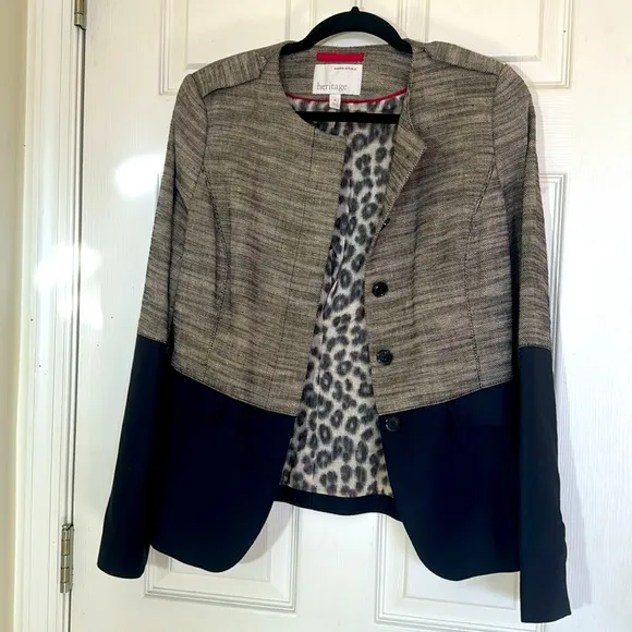 Banana Republic Linen Blend Brown and Black Blazer Size: 8