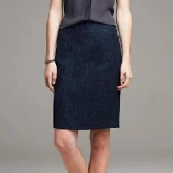 Banana Republic Navy Blue tweed Pencil Skirt Size 4