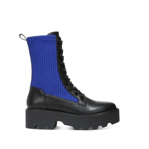 Bar III Womens Taryin Leather Lug sole Combat &amp; Lace-up Boots