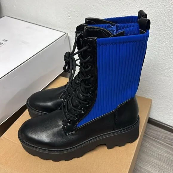 Bar III Womens Taryin Leather Lug sole Combat &amp; Lace-up Boots