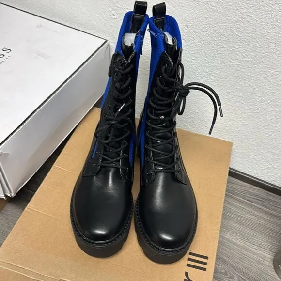 Bar III Womens Taryin Leather Lug sole Combat &amp; Lace-up Boots
